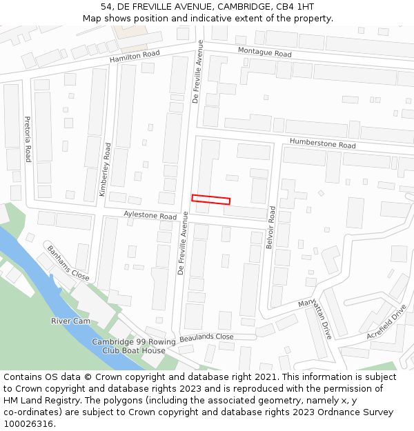 54, DE FREVILLE AVENUE, CAMBRIDGE, CB4 1HT: Location map and indicative extent of plot