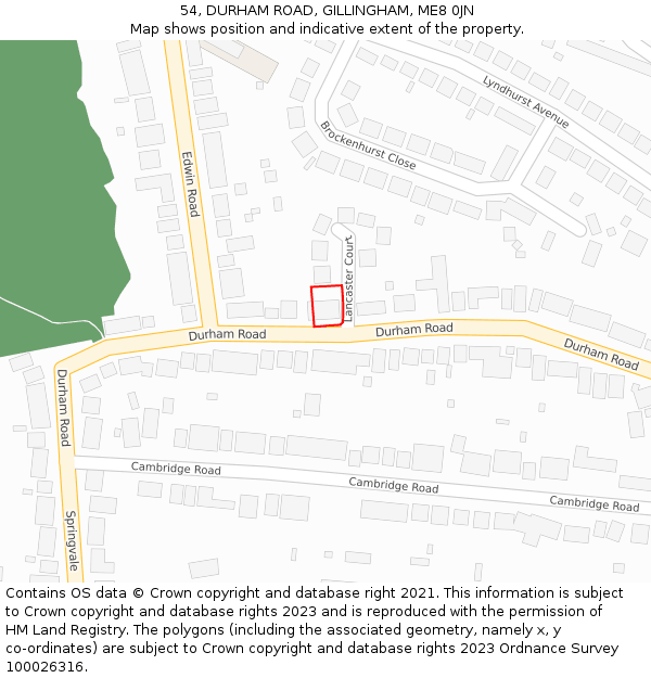 54, DURHAM ROAD, GILLINGHAM, ME8 0JN: Location map and indicative extent of plot