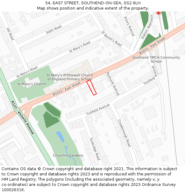 54, EAST STREET, SOUTHEND-ON-SEA, SS2 6LH: Location map and indicative extent of plot