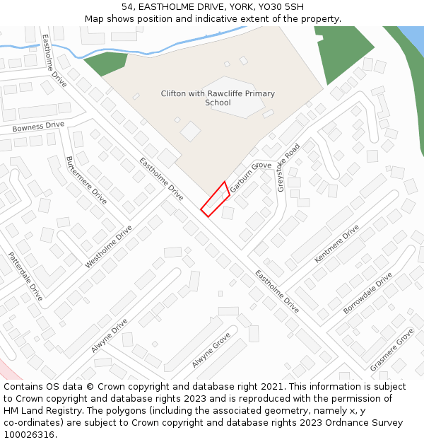 54, EASTHOLME DRIVE, YORK, YO30 5SH: Location map and indicative extent of plot