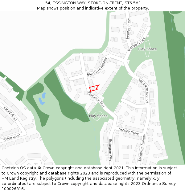 54, ESSINGTON WAY, STOKE-ON-TRENT, ST6 5AF: Location map and indicative extent of plot