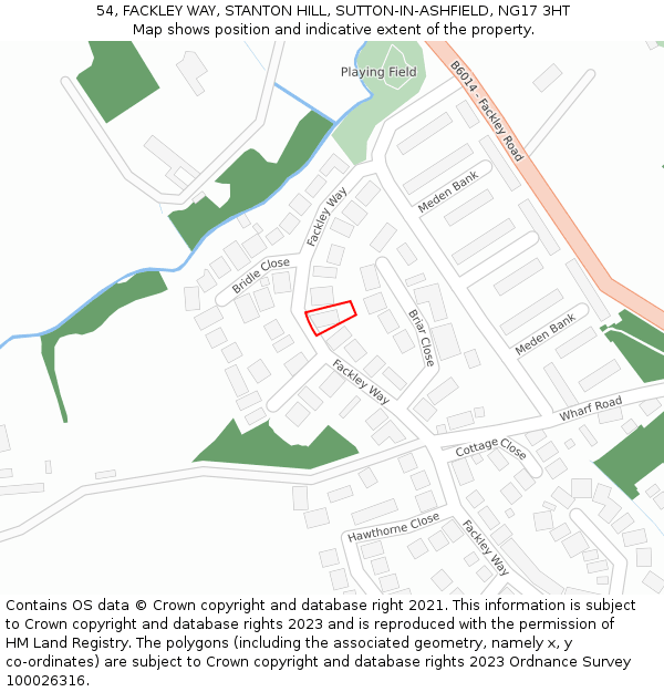 54, FACKLEY WAY, STANTON HILL, SUTTON-IN-ASHFIELD, NG17 3HT: Location map and indicative extent of plot