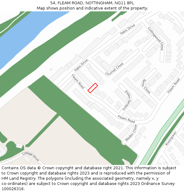 54, FLEAM ROAD, NOTTINGHAM, NG11 8PL: Location map and indicative extent of plot