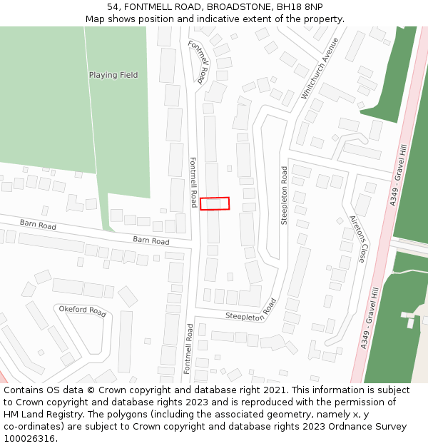 54, FONTMELL ROAD, BROADSTONE, BH18 8NP: Location map and indicative extent of plot