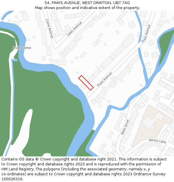 54, FRAYS AVENUE, WEST DRAYTON, UB7 7AG: Location map and indicative extent of plot