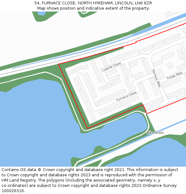 54, FURNACE CLOSE, NORTH HYKEHAM, LINCOLN, LN6 9ZR: Location map and indicative extent of plot