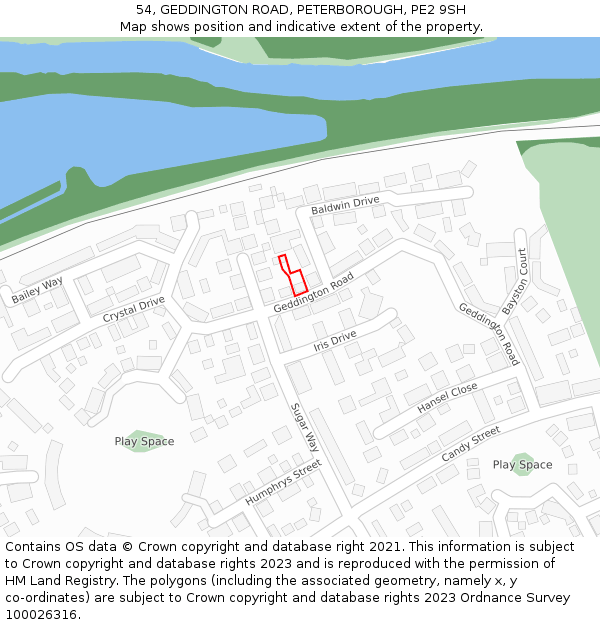 54, GEDDINGTON ROAD, PETERBOROUGH, PE2 9SH: Location map and indicative extent of plot