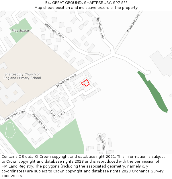 54, GREAT GROUND, SHAFTESBURY, SP7 8FF: Location map and indicative extent of plot