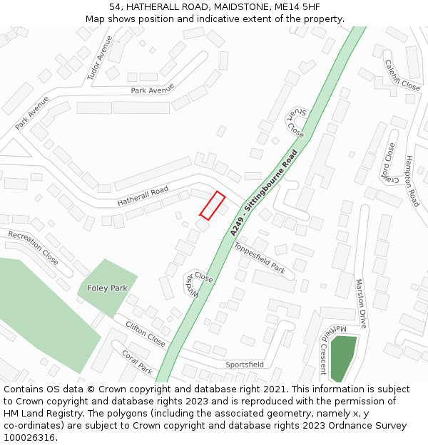 54, HATHERALL ROAD, MAIDSTONE, ME14 5HF: Location map and indicative extent of plot