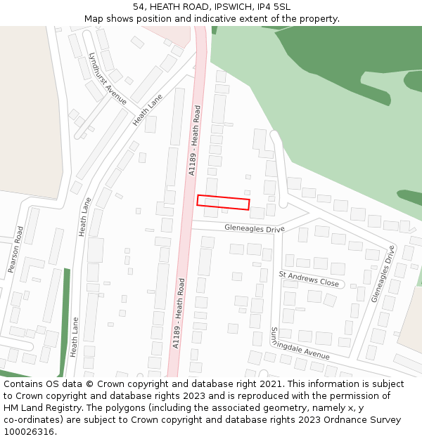 54, HEATH ROAD, IPSWICH, IP4 5SL: Location map and indicative extent of plot