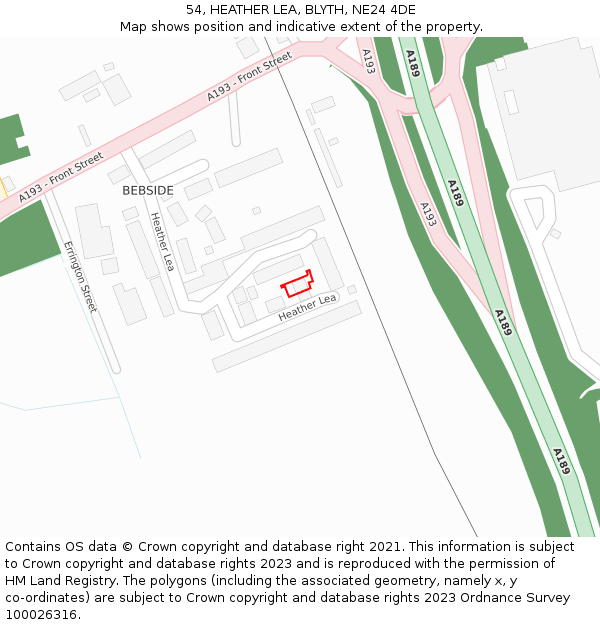 54, HEATHER LEA, BLYTH, NE24 4DE: Location map and indicative extent of plot