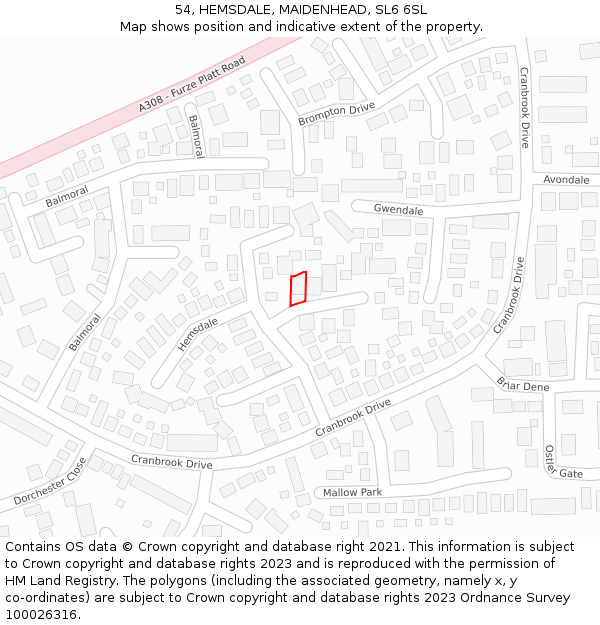 54, HEMSDALE, MAIDENHEAD, SL6 6SL: Location map and indicative extent of plot