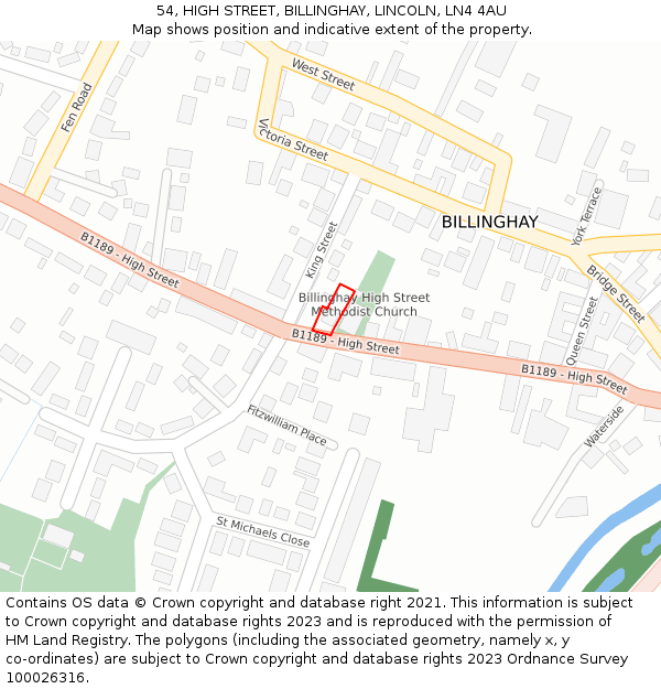 54, HIGH STREET, BILLINGHAY, LINCOLN, LN4 4AU: Location map and indicative extent of plot