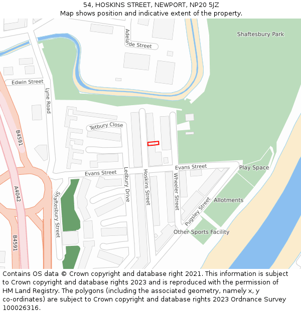 54, HOSKINS STREET, NEWPORT, NP20 5JZ: Location map and indicative extent of plot
