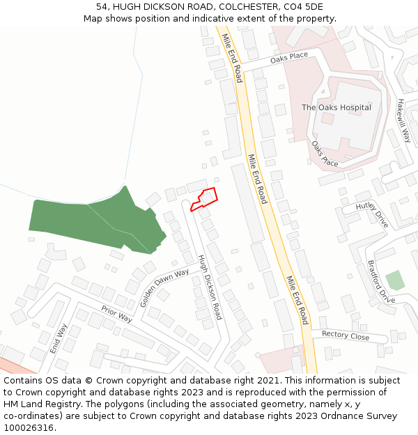 54, HUGH DICKSON ROAD, COLCHESTER, CO4 5DE: Location map and indicative extent of plot