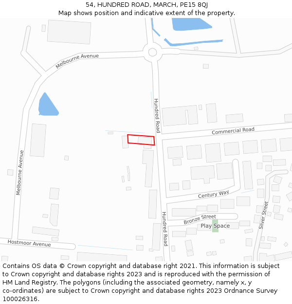 54, HUNDRED ROAD, MARCH, PE15 8QJ: Location map and indicative extent of plot