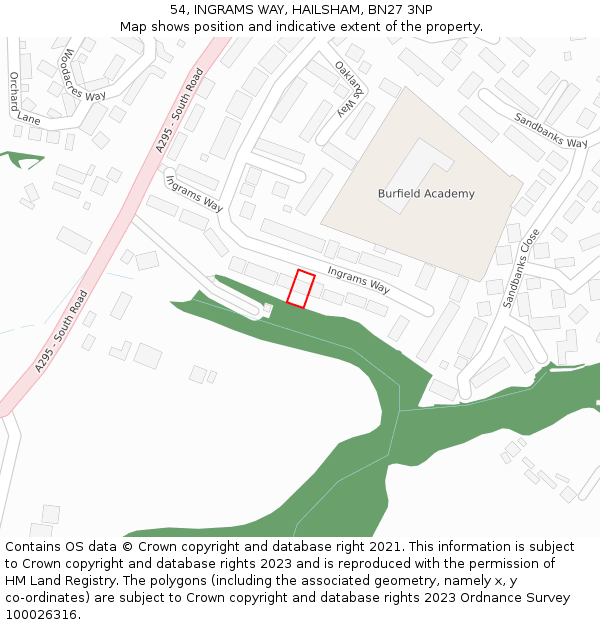 54, INGRAMS WAY, HAILSHAM, BN27 3NP: Location map and indicative extent of plot