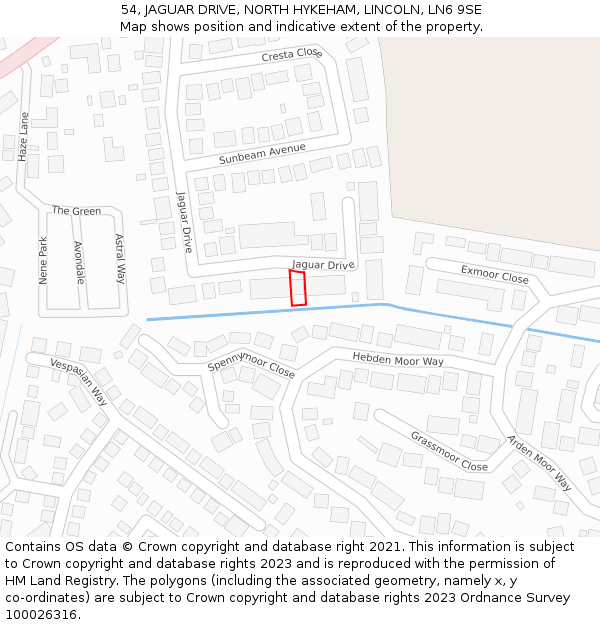 54, JAGUAR DRIVE, NORTH HYKEHAM, LINCOLN, LN6 9SE: Location map and indicative extent of plot