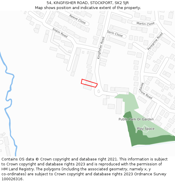 54, KINGFISHER ROAD, STOCKPORT, SK2 5JR: Location map and indicative extent of plot