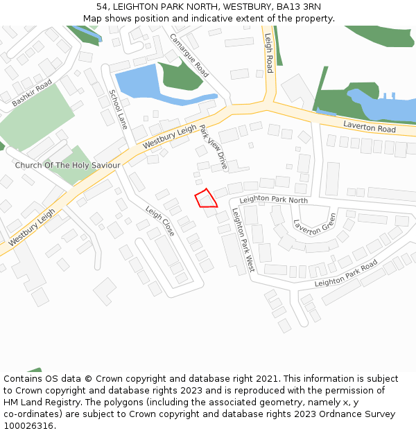 54, LEIGHTON PARK NORTH, WESTBURY, BA13 3RN: Location map and indicative extent of plot