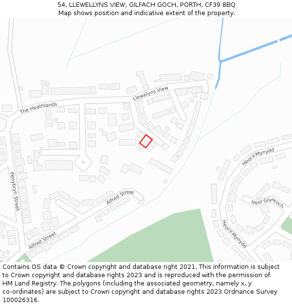 54, LLEWELLYNS VIEW, GILFACH GOCH, PORTH, CF39 8BQ: Location map and indicative extent of plot