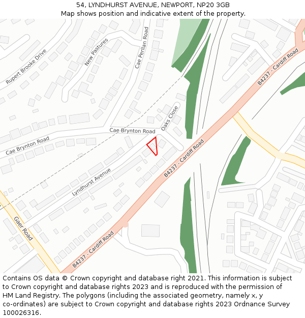 54, LYNDHURST AVENUE, NEWPORT, NP20 3GB: Location map and indicative extent of plot