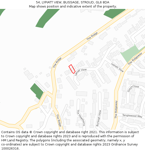 54, LYPIATT VIEW, BUSSAGE, STROUD, GL6 8DA: Location map and indicative extent of plot