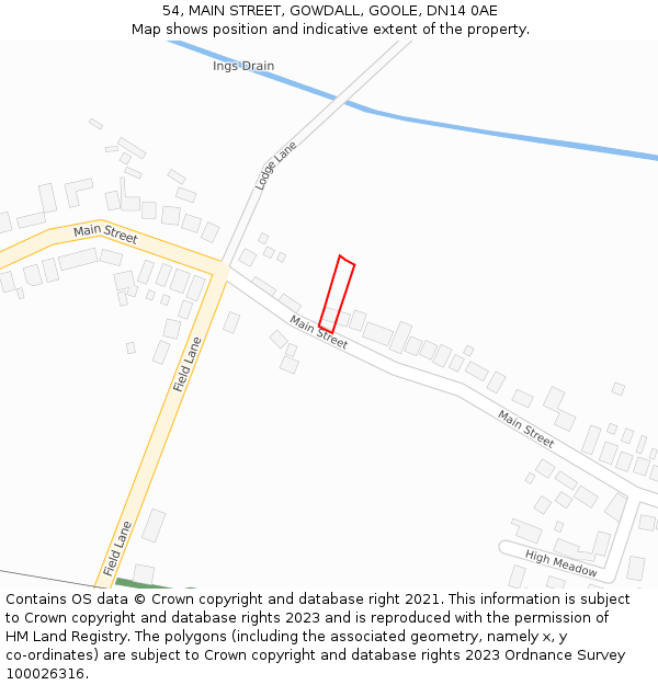 54, MAIN STREET, GOWDALL, GOOLE, DN14 0AE: Location map and indicative extent of plot