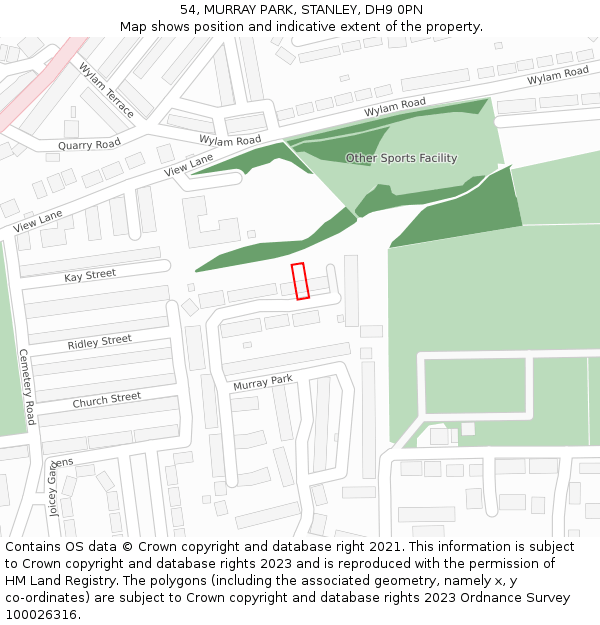 54, MURRAY PARK, STANLEY, DH9 0PN: Location map and indicative extent of plot