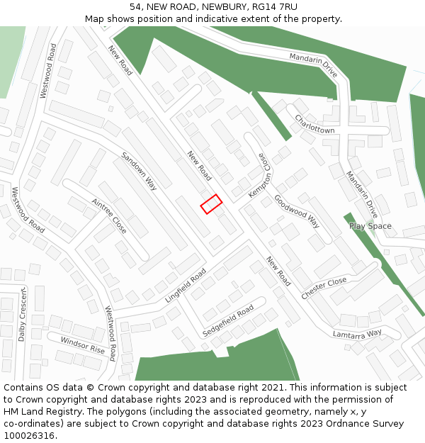 54, NEW ROAD, NEWBURY, RG14 7RU: Location map and indicative extent of plot