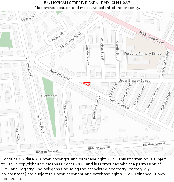 54, NORMAN STREET, BIRKENHEAD, CH41 0AZ: Location map and indicative extent of plot