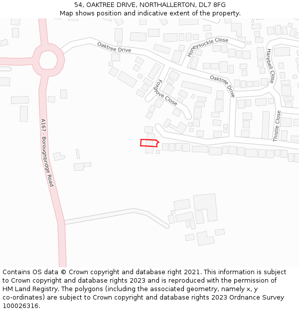 54, OAKTREE DRIVE, NORTHALLERTON, DL7 8FG: Location map and indicative extent of plot