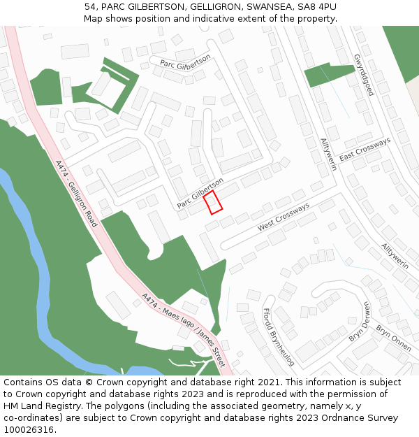 54, PARC GILBERTSON, GELLIGRON, SWANSEA, SA8 4PU: Location map and indicative extent of plot