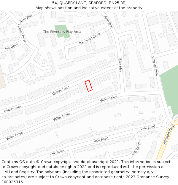 54, QUARRY LANE, SEAFORD, BN25 3BJ: Location map and indicative extent of plot