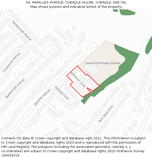 54, RAMILLIES AVENUE, CHEADLE HULME, CHEADLE, SK8 7AL: Location map and indicative extent of plot