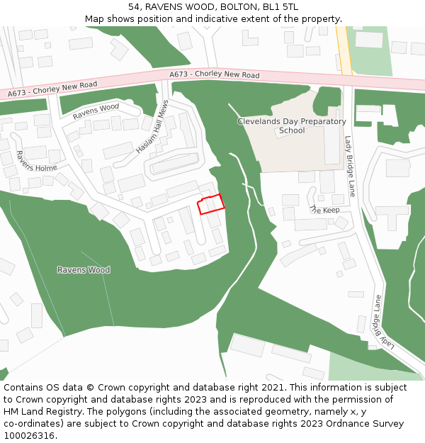 54, RAVENS WOOD, BOLTON, BL1 5TL: Location map and indicative extent of plot