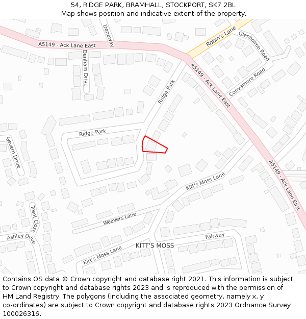 54, RIDGE PARK, BRAMHALL, STOCKPORT, SK7 2BL: Location map and indicative extent of plot