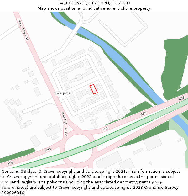 54, ROE PARC, ST ASAPH, LL17 0LD: Location map and indicative extent of plot