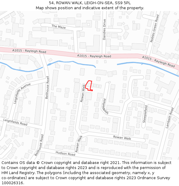 54, ROWAN WALK, LEIGH-ON-SEA, SS9 5PL: Location map and indicative extent of plot