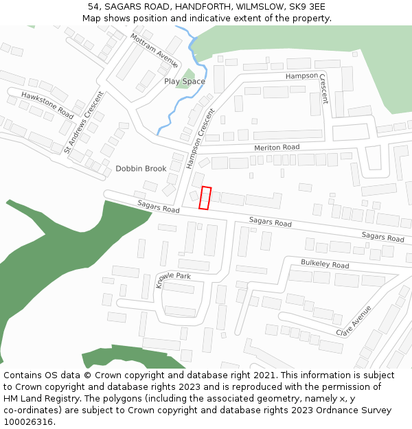 54, SAGARS ROAD, HANDFORTH, WILMSLOW, SK9 3EE: Location map and indicative extent of plot