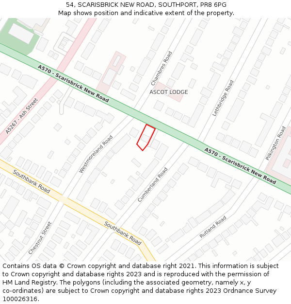 54, SCARISBRICK NEW ROAD, SOUTHPORT, PR8 6PG: Location map and indicative extent of plot