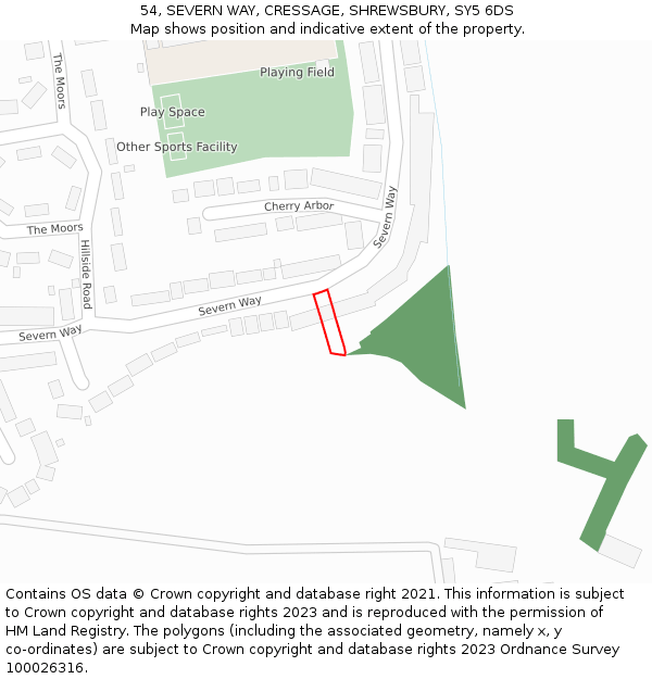 54, SEVERN WAY, CRESSAGE, SHREWSBURY, SY5 6DS: Location map and indicative extent of plot