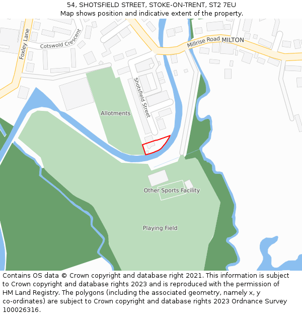 54, SHOTSFIELD STREET, STOKE-ON-TRENT, ST2 7EU: Location map and indicative extent of plot