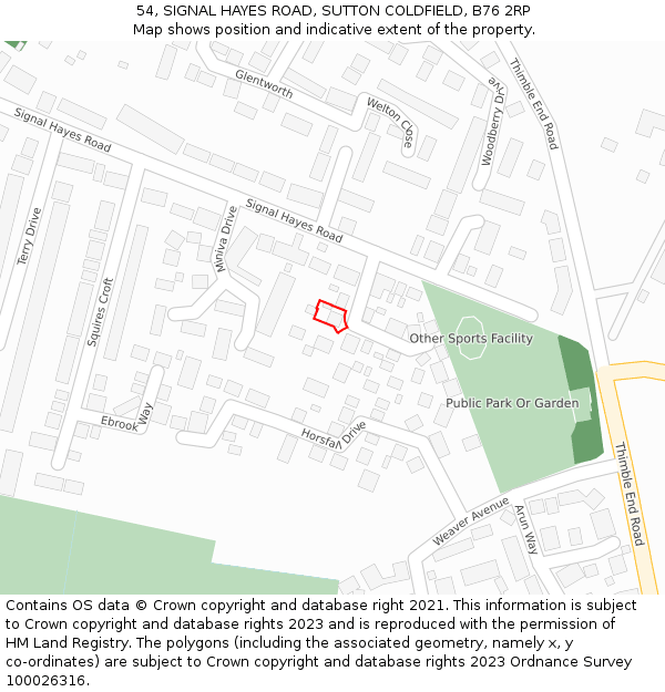 54, SIGNAL HAYES ROAD, SUTTON COLDFIELD, B76 2RP: Location map and indicative extent of plot