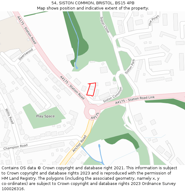 54, SISTON COMMON, BRISTOL, BS15 4PB: Location map and indicative extent of plot