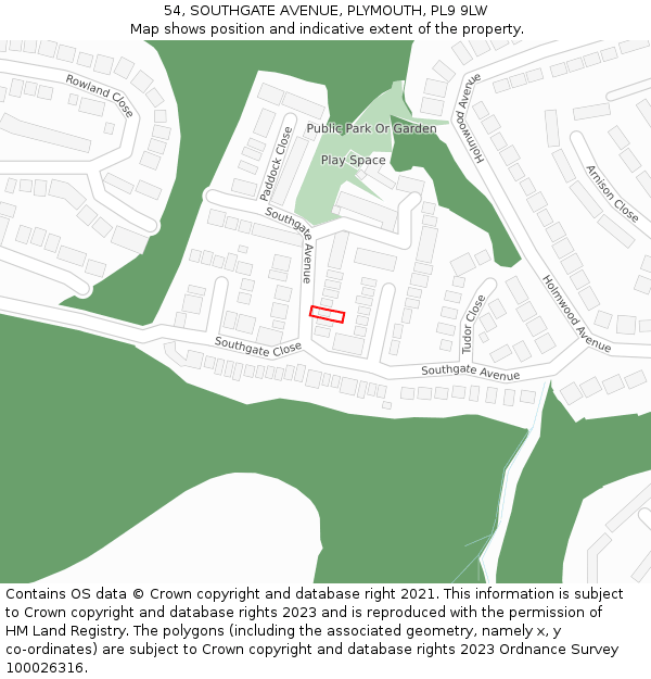 54, SOUTHGATE AVENUE, PLYMOUTH, PL9 9LW: Location map and indicative extent of plot