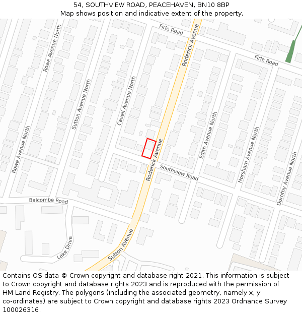 54, SOUTHVIEW ROAD, PEACEHAVEN, BN10 8BP: Location map and indicative extent of plot