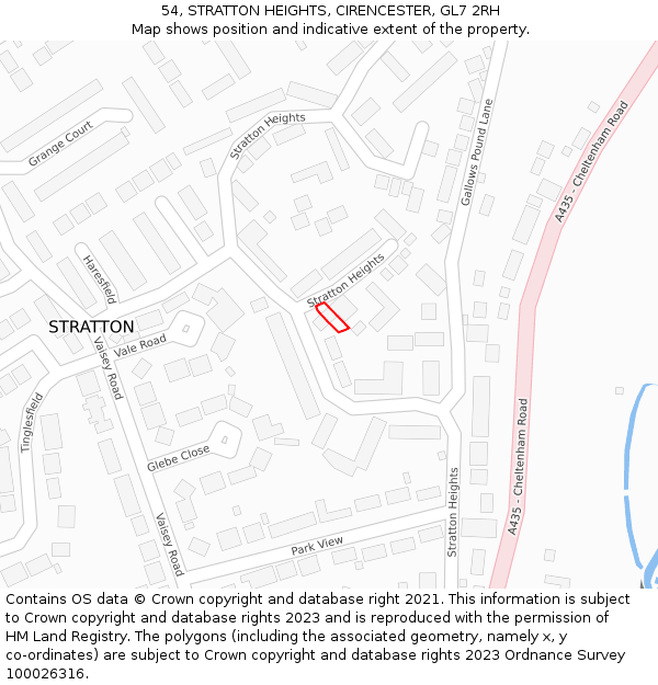 54, STRATTON HEIGHTS, CIRENCESTER, GL7 2RH: Location map and indicative extent of plot