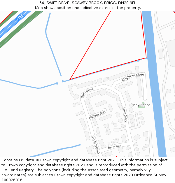 54, SWIFT DRIVE, SCAWBY BROOK, BRIGG, DN20 9FL: Location map and indicative extent of plot