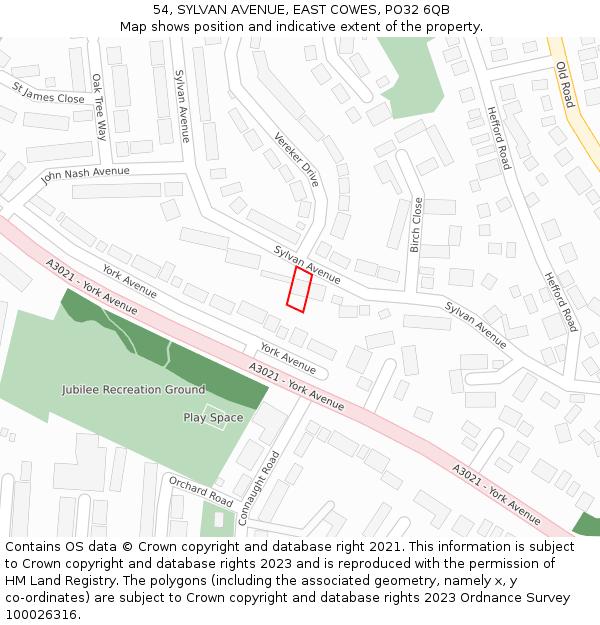 54, SYLVAN AVENUE, EAST COWES, PO32 6QB: Location map and indicative extent of plot